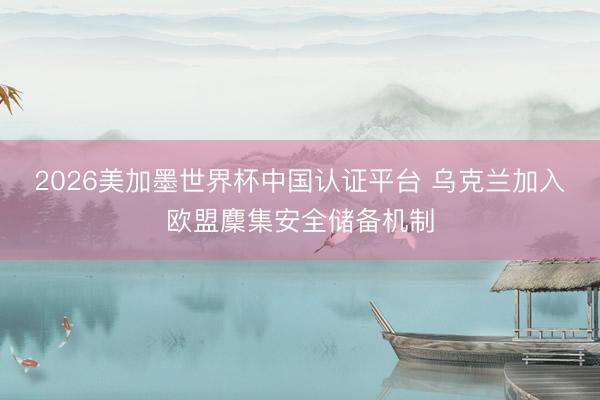 2026美加墨世界杯中国认证平台 乌克兰加入欧盟麇集安全储备机制