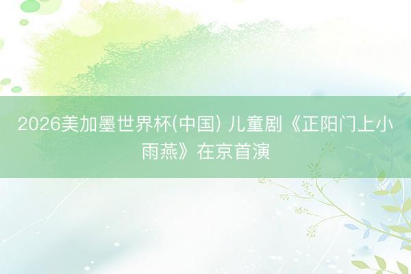 2026美加墨世界杯(中国) 儿童剧《正阳门上小雨燕》在京首演