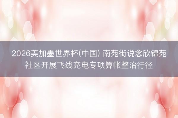 2026美加墨世界杯(中国) 南苑街说念欣锦苑社区开展飞线充电专项算帐整治行径
